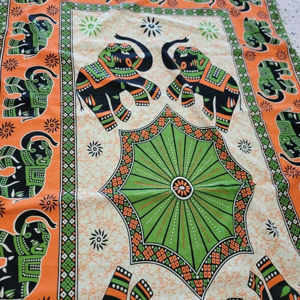 NWT Colorful Wrap Scarf Elephant Made In India Colorful‎ Fringe With Pocket NEW